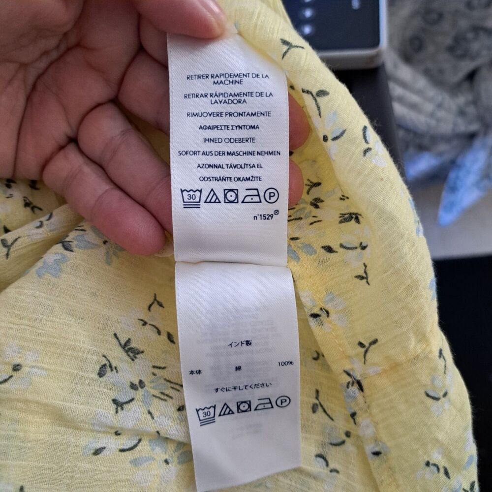 Chaps Women's Blouse Plus 3X Yellow Floral 3/4 Sleeve Button-Up Top - Picture 11 of 13